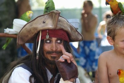 Parrot Jack a parody of Captain Jack Sparrow for birthday party