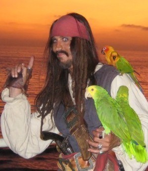 Captain Parrot Jack pirate character actor to appear at parties or an event